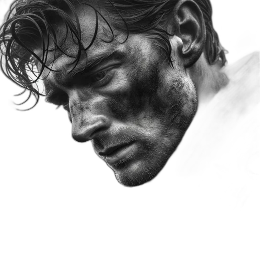 face, photorealistic, pencil sketch, comic book art transparent PNG cut-out