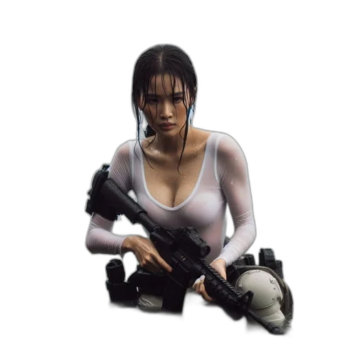 weapon, robot, staff, face transparent PNG cut-out