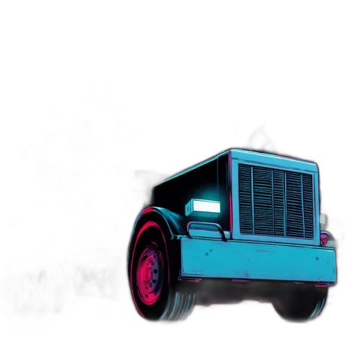 car, robot, weapon, vaporwave transparent PNG cut-out