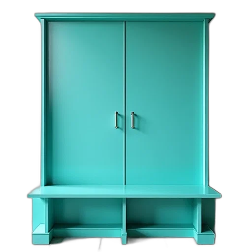 furniture, 3d render, photorealistic, blue transparent PNG cut-out