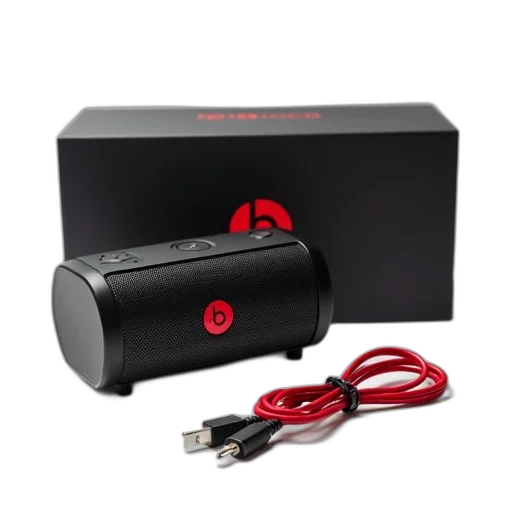 black, portable, speaker, red transparent PNG cut-out