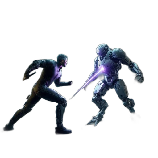 weapon, robot, creature, staff transparent PNG cut-out