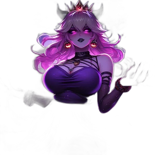 crown, creature, dress, staff transparent PNG cut-out