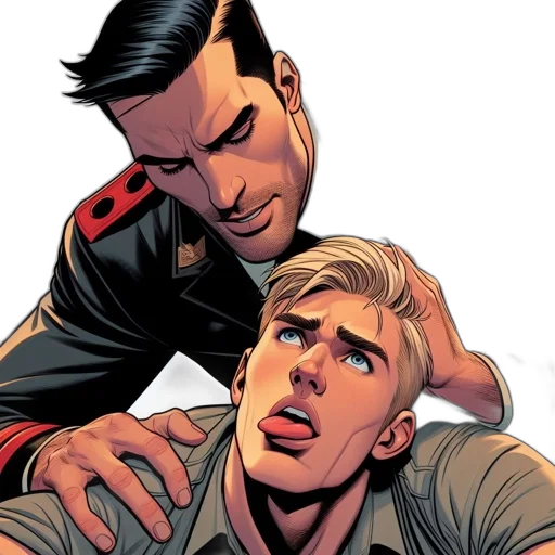 comic book art, two, male, characters transparent PNG cut-out