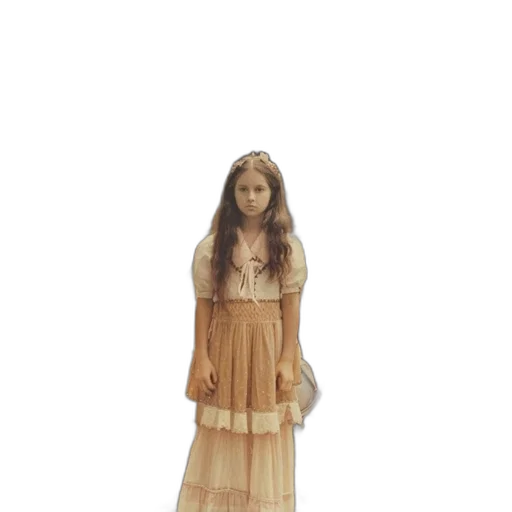 dress, hair, staff, creature transparent PNG cut-out