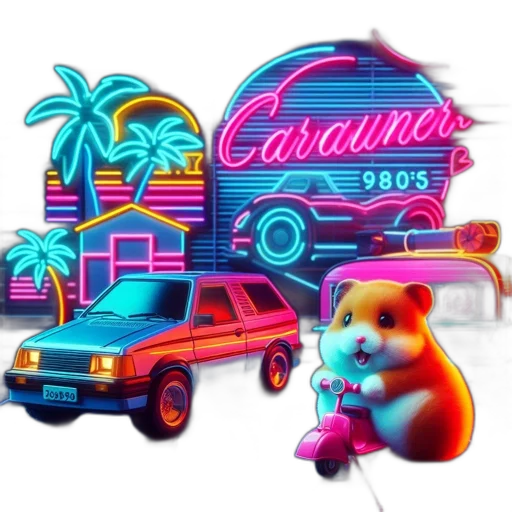 car, vaporwave, concept art, 3d render transparent PNG cut-out
