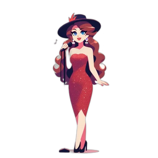dress, hat, staff, cartoon transparent PNG cut-out