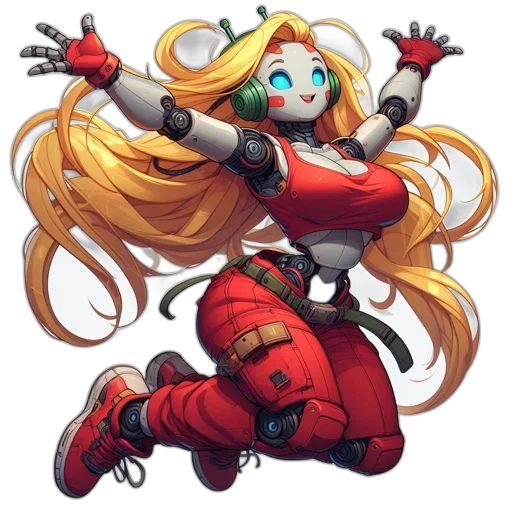robot, comic book art, concept art, pixel art transparent PNG cut-out