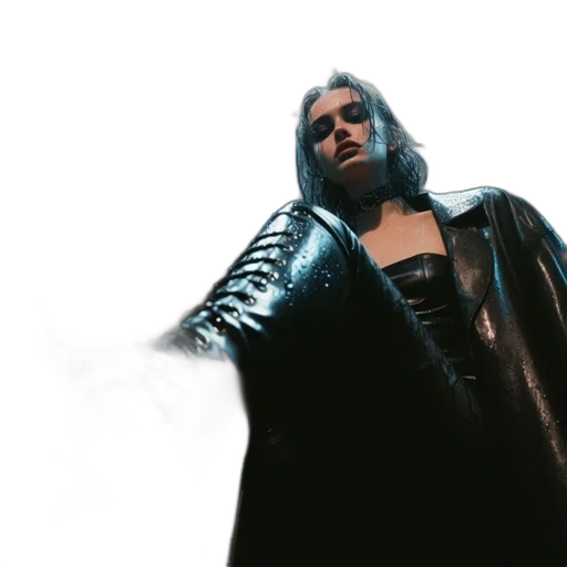 jacket, dress, creature, cyberpunk transparent PNG cut-out