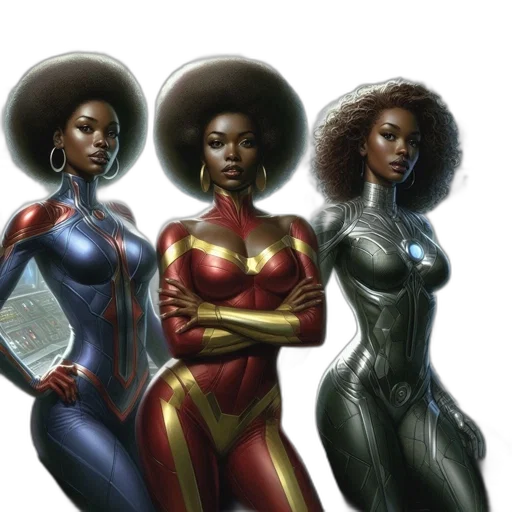 comic book art, concept art, fantasy art, three transparent PNG cut-out