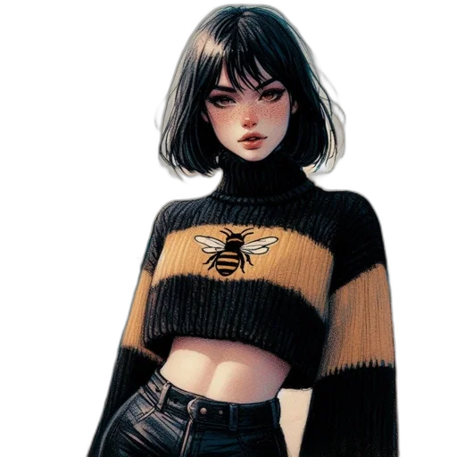jacket, hair, robot, creature transparent PNG cut-out