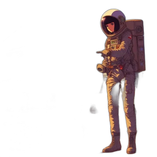 jacket, robot, staff, creature transparent PNG cut-out