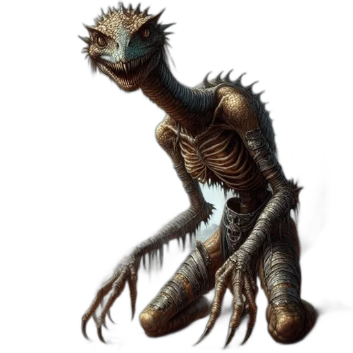 creature, dragon, robot, staff transparent PNG cut-out
