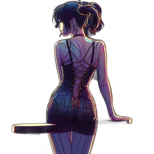 dress, jacket, weapon, cyberpunk transparent PNG cut-out