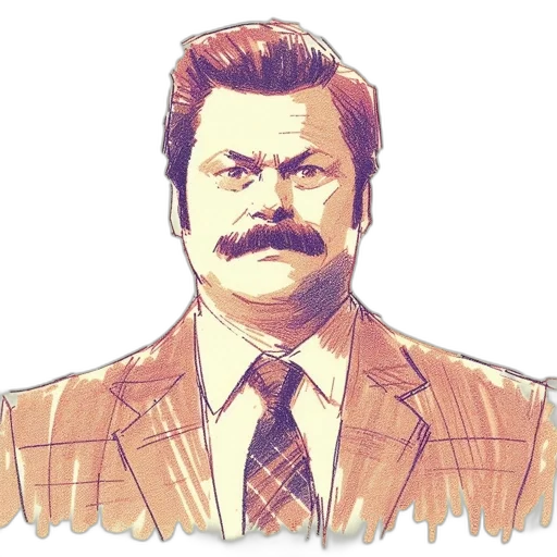 face, staff, jacket, comic book art transparent PNG cut-out