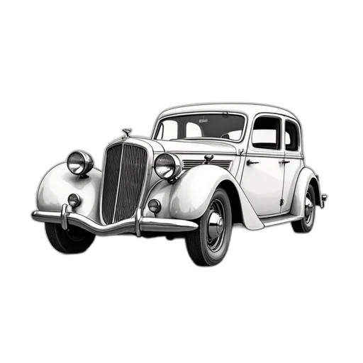 car, photorealistic, pencil sketch, 3d render transparent PNG cut-out