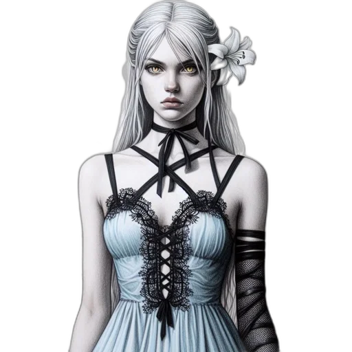 dress, jewelry, fantasy art, concept art transparent PNG cut-out