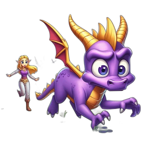 dragon, creature, animal, staff transparent PNG cut-out