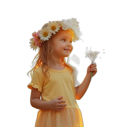 dress, flower, staff, crown transparent PNG cut-out