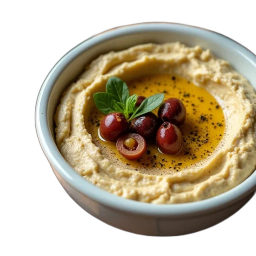 food, hummus, olive, dip transparent PNG cut-out