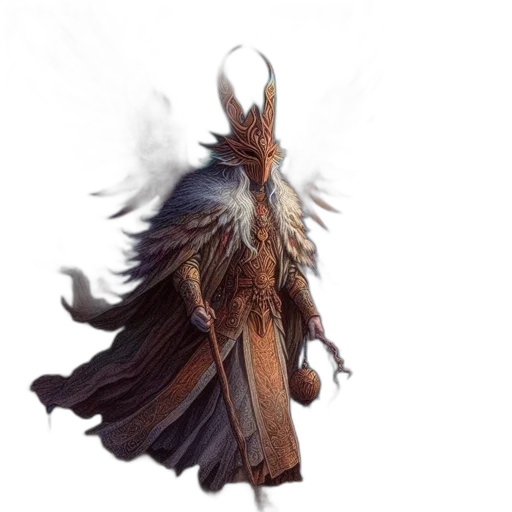 dragon, creature, hair, staff transparent PNG cut-out