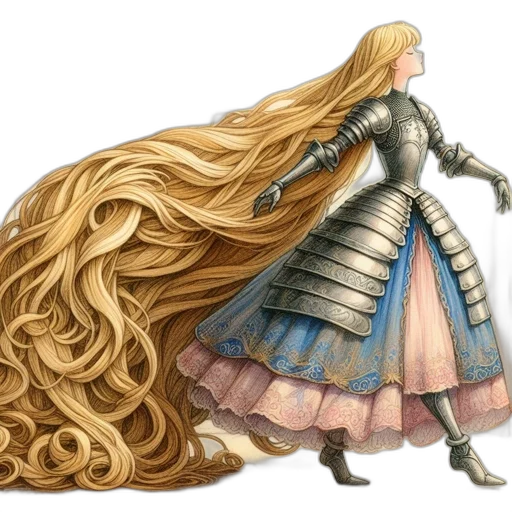 hair, dress, sword, crown transparent PNG cut-out