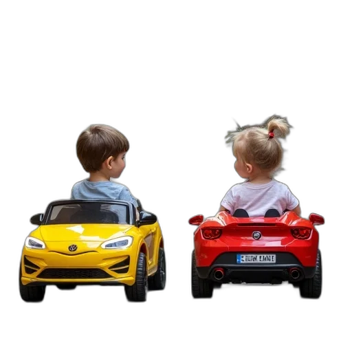 car, 3d render, photorealistic, two transparent PNG cut-out