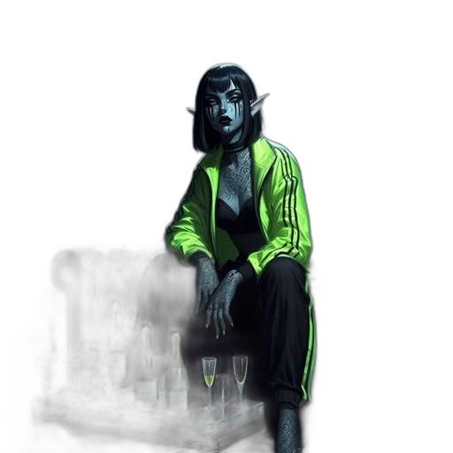 jacket, creature, mask, staff transparent PNG cut-out