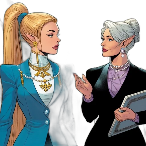 comic book art, concept art, two, female transparent PNG cut-out