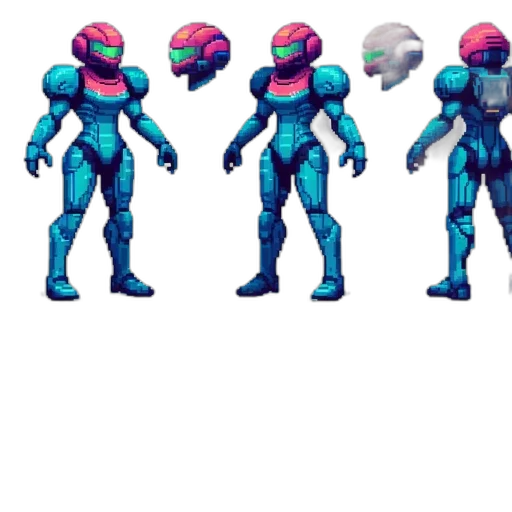 robot, concept art, pixel art, vaporwave transparent PNG cut-out