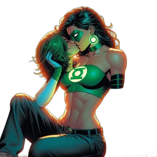 comic book art, concept art, neon lights, green transparent PNG cut-out