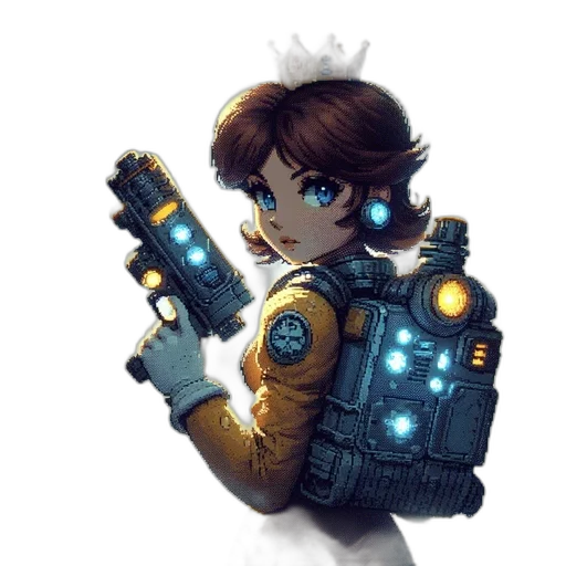 robot, crown, weapon, staff transparent PNG cut-out