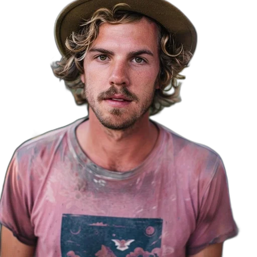 hat, face, jacket, staff transparent PNG cut-out