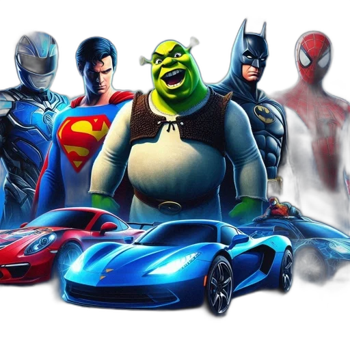 car, concept art, comic book art, 3d render transparent PNG cut-out