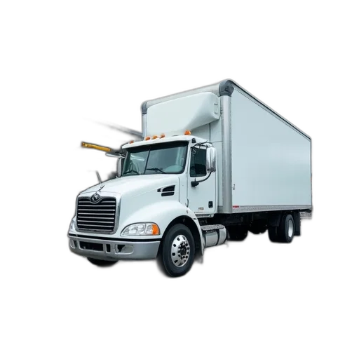white, delivery, truck, parked transparent PNG cut-out