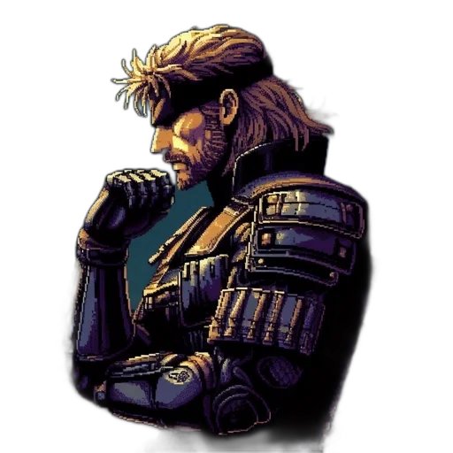 jacket, face, weapon, pixel art transparent PNG cut-out