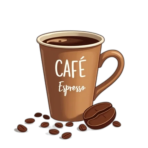 3d render, coffee, cup, cartoon transparent PNG cut-out