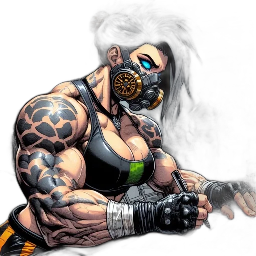 mask, weapon, comic book art, cyberpunk transparent PNG cut-out
