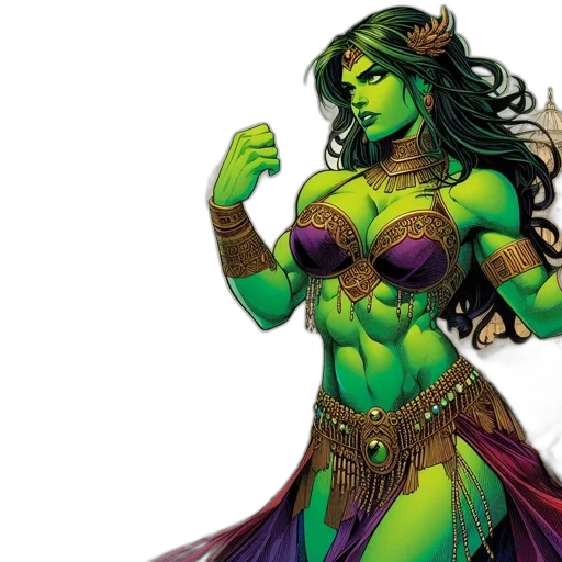 comic book art, fantasy art, concept art, green transparent PNG cut-out
