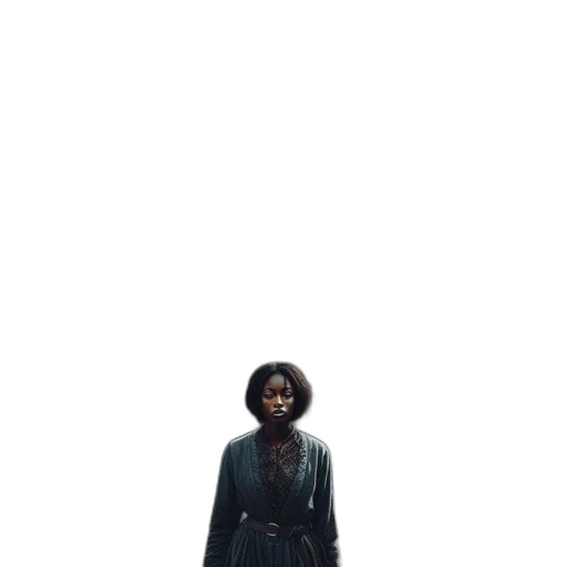 jacket, dress, staff, weapon transparent PNG cut-out