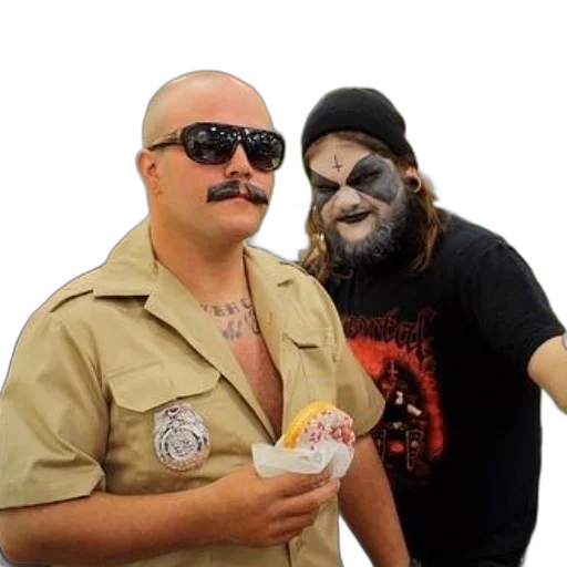 two, men, costumes, pose transparent PNG cut-out