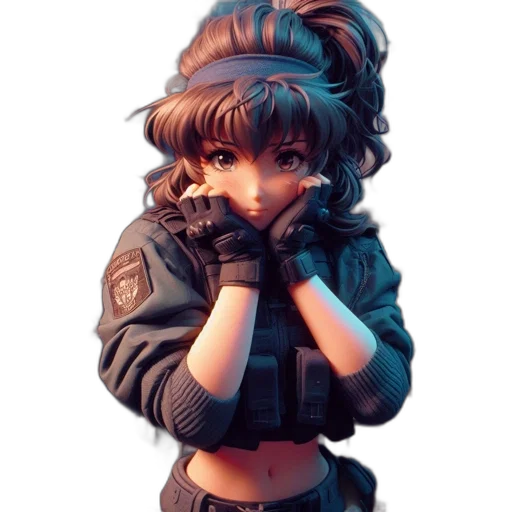 jacket, weapon, staff, face transparent PNG cut-out