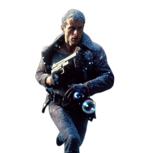 jacket, weapon, staff, robot transparent PNG cut-out