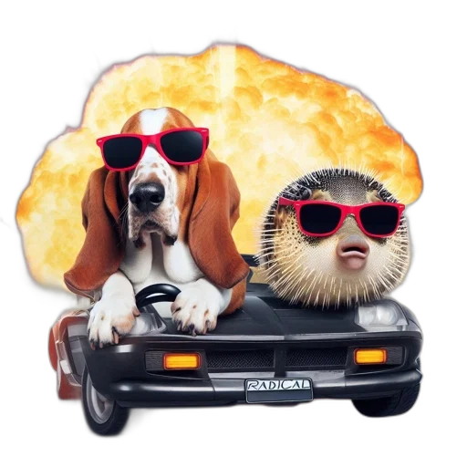 car, jacket, fire, two transparent PNG cut-out