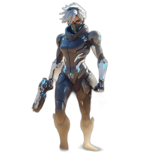 robot, concept art, 3d render, blue transparent PNG cut-out