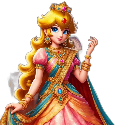 dress, crown, jewelry, staff transparent PNG cut-out