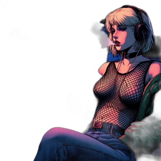 comic book art, concept art, cyberpunk, fantasy art transparent PNG cut-out