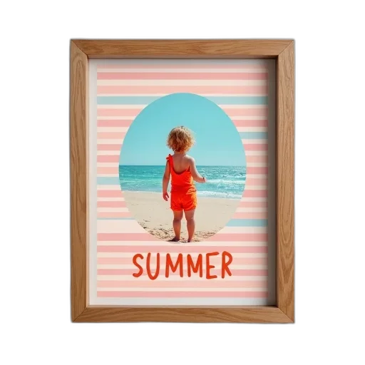 photorealistic, 3d render, beach, framed transparent PNG cut-out