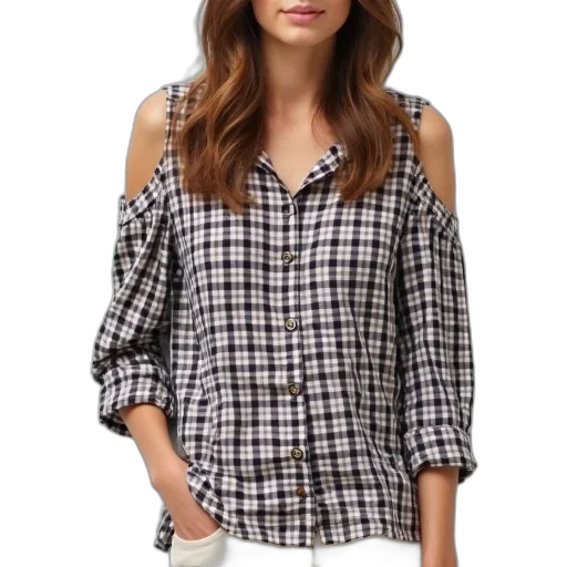jacket, dress, photorealistic, gingham transparent PNG cut-out