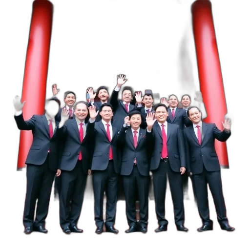 staff, umbrella, group, men transparent PNG cut-out